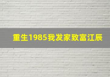 重生1985我发家致富江辰