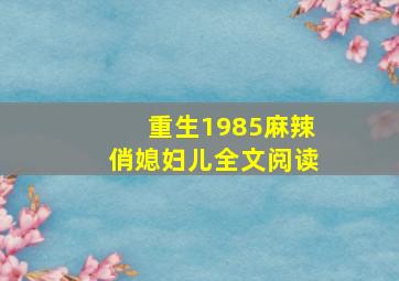 重生1985麻辣俏媳妇儿全文阅读