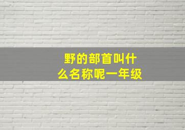 野的部首叫什么名称呢一年级