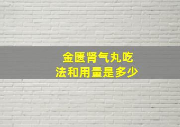 金匮肾气丸吃法和用量是多少