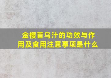 金樱首乌汁的功效与作用及食用注意事项是什么