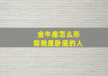 金牛座怎么形容我是卧底的人