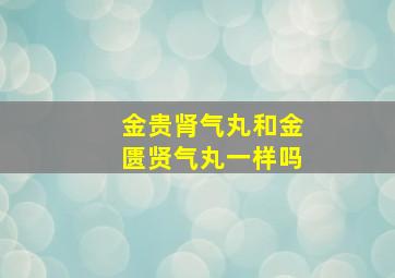 金贵肾气丸和金匮贤气丸一样吗