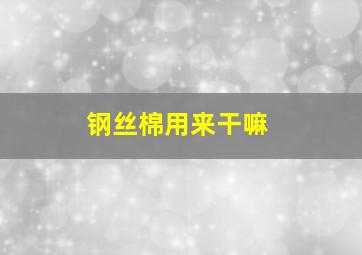 钢丝棉用来干嘛