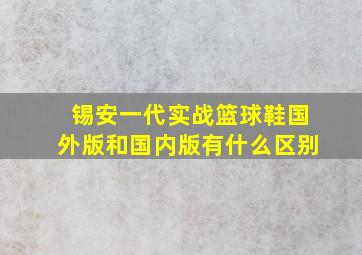 锡安一代实战篮球鞋国外版和国内版有什么区别