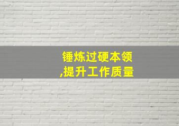 锤炼过硬本领,提升工作质量