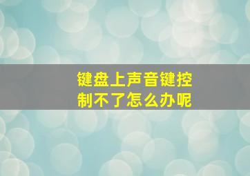 键盘上声音键控制不了怎么办呢