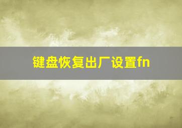 键盘恢复出厂设置fn