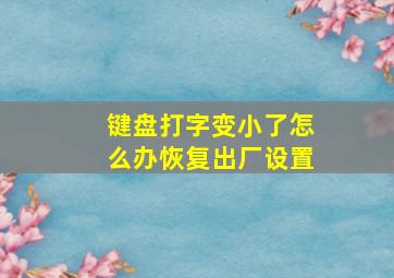 键盘打字变小了怎么办恢复出厂设置