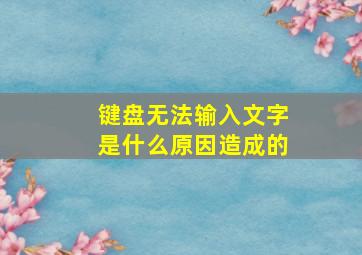 键盘无法输入文字是什么原因造成的