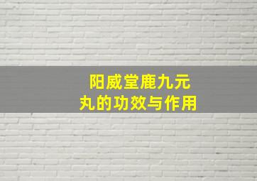 阳威堂鹿九元丸的功效与作用