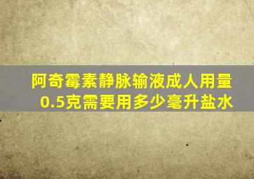 阿奇霉素静脉输液成人用量0.5克需要用多少毫升盐水