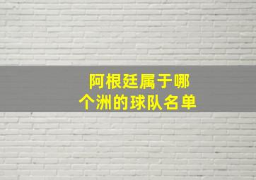 阿根廷属于哪个洲的球队名单