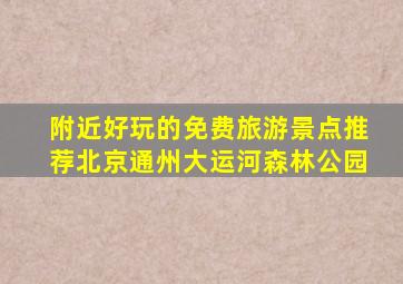 附近好玩的免费旅游景点推荐北京通州大运河森林公园