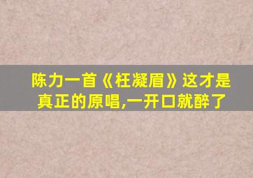 陈力一首《枉凝眉》这才是真正的原唱,一开口就醉了