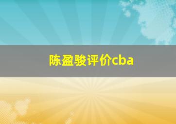 陈盈骏评价cba