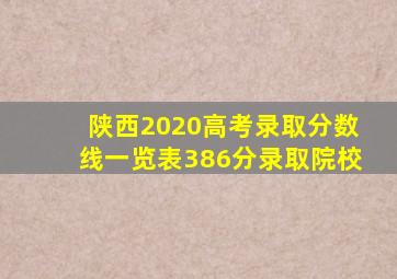 陕西2020高考录取分数线一览表386分录取院校