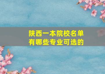 陕西一本院校名单有哪些专业可选的