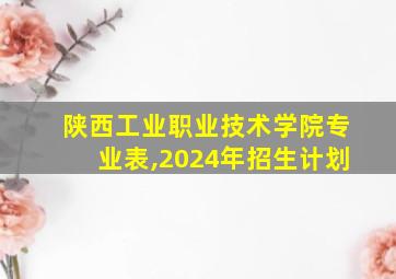 陕西工业职业技术学院专业表,2024年招生计划