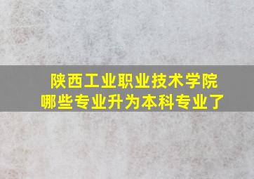 陕西工业职业技术学院哪些专业升为本科专业了