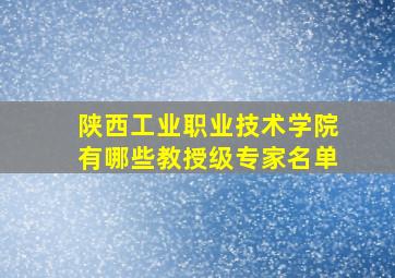 陕西工业职业技术学院有哪些教授级专家名单