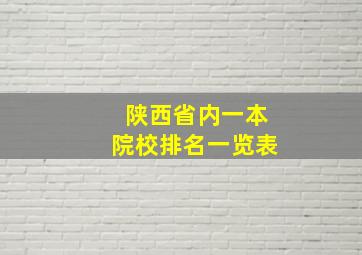 陕西省内一本院校排名一览表