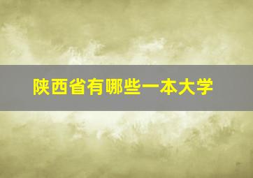 陕西省有哪些一本大学