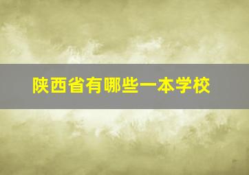 陕西省有哪些一本学校