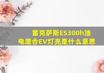 雷克萨斯ES300h油电混合EV灯亮是什么意思