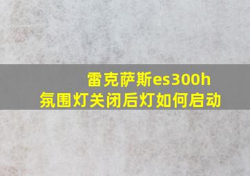 雷克萨斯es300h氛围灯关闭后灯如何启动