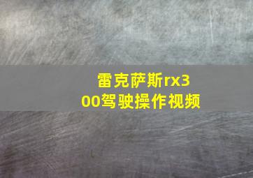 雷克萨斯rx300驾驶操作视频