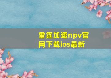 雷霆加速npv官网下载ios最新