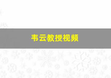 韦云教授视频