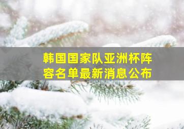 韩国国家队亚洲杯阵容名单最新消息公布