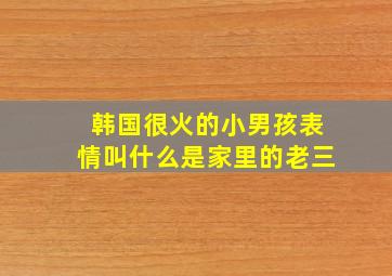 韩国很火的小男孩表情叫什么是家里的老三