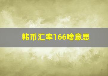 韩币汇率166啥意思