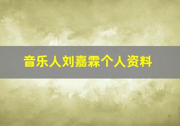 音乐人刘嘉霖个人资料