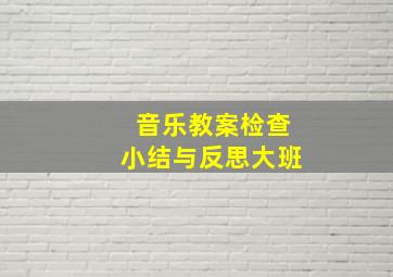 音乐教案检查小结与反思大班