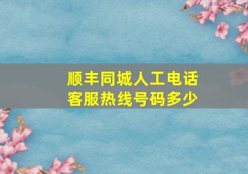 顺丰同城人工电话客服热线号码多少