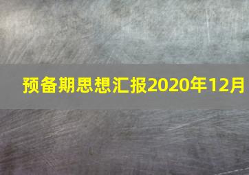 预备期思想汇报2020年12月