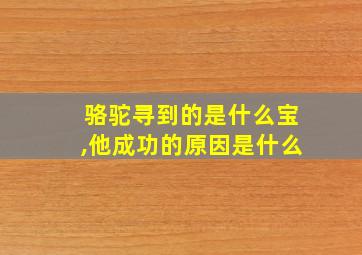 骆驼寻到的是什么宝,他成功的原因是什么