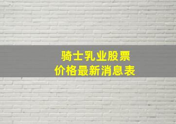 骑士乳业股票价格最新消息表