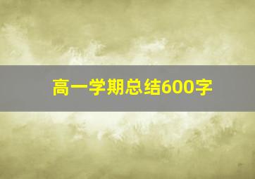 高一学期总结600字