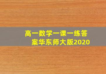 高一数学一课一练答案华东师大版2020