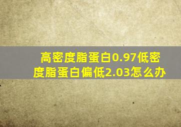 高密度脂蛋白0.97低密度脂蛋白偏低2.03怎么办