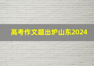 高考作文题出炉山东2024