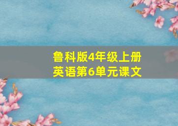 鲁科版4年级上册英语第6单元课文