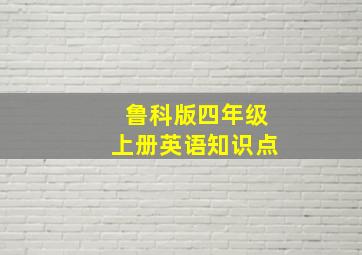 鲁科版四年级上册英语知识点