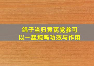 鸽子当归黄芪党参可以一起炖吗功效与作用