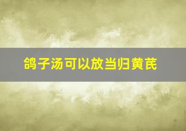 鸽子汤可以放当归黄芪